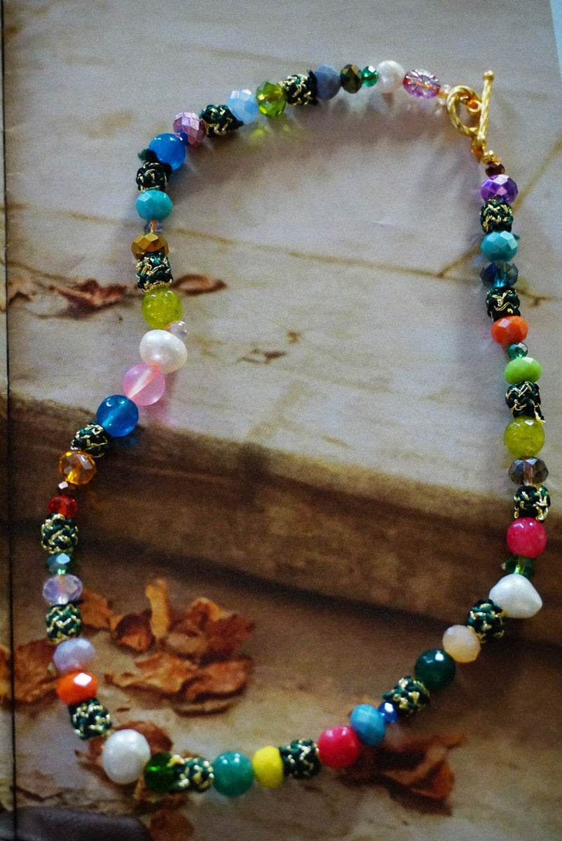 Green Silk Button Choker Necklace