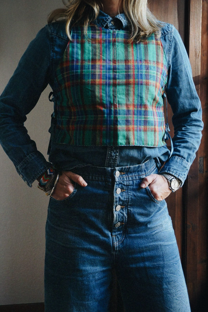 Reversible Side Tie Top Stripes & Squares