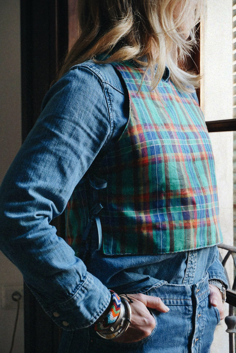 Reversible Side Tie Top Stripes & Squares