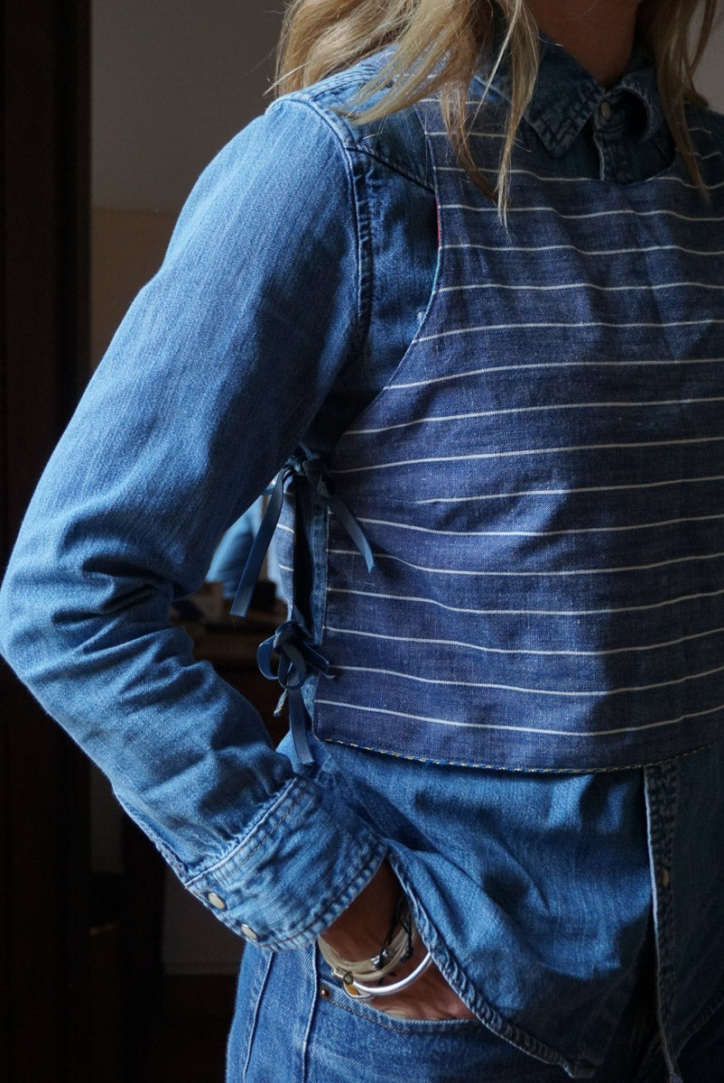 Reversible Side Tie Top Stripes & Squares