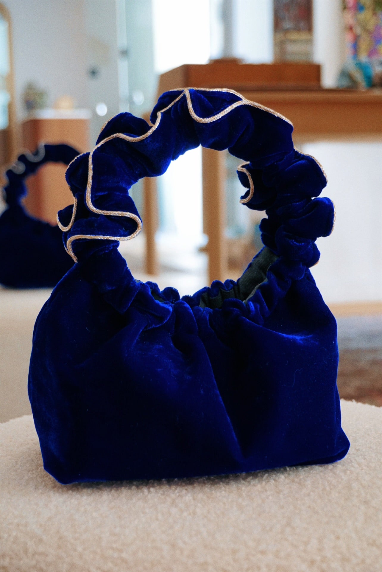 Midnight Blue Velvet Bag