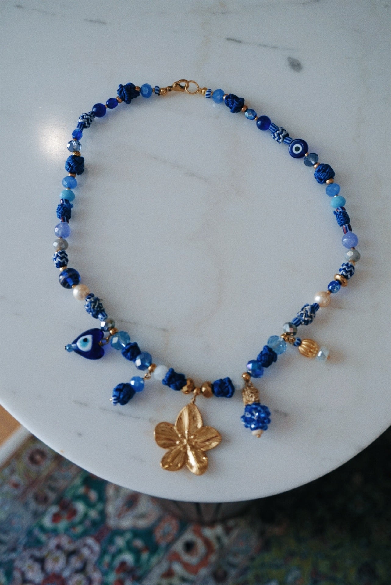Cobalt Treasures Charm Necklace