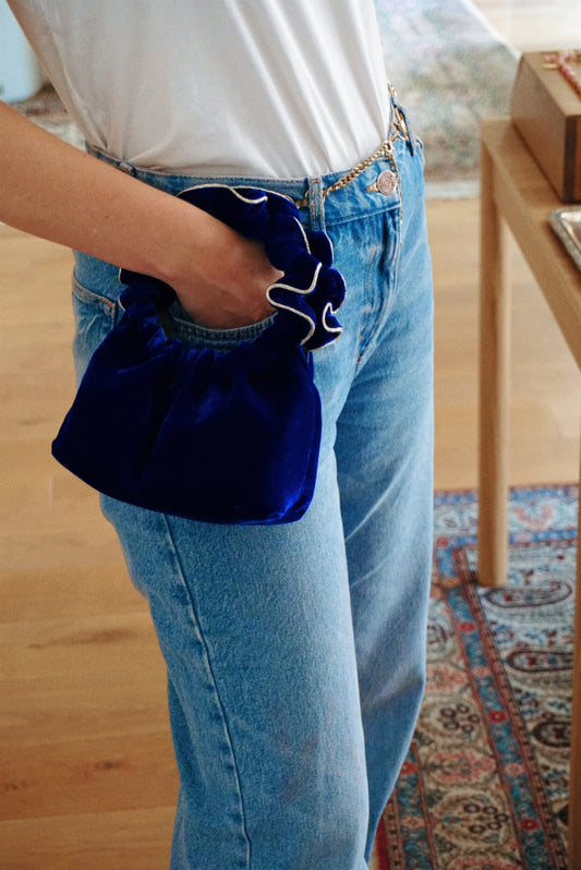 Midnight Blue Velvet Bag
